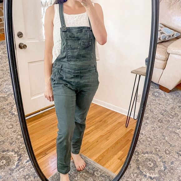 Free People Denim Overalls Blue Green 27 - Picture 1 of 10